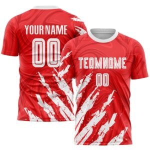Red & White Custom Soccer Jersey football jersey