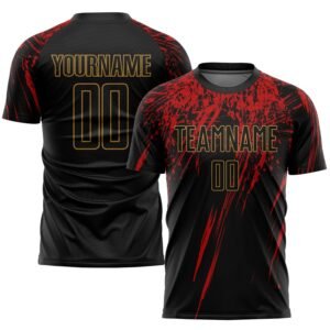 Black Old Gold & Red Custom Soccer Jersey football jersey