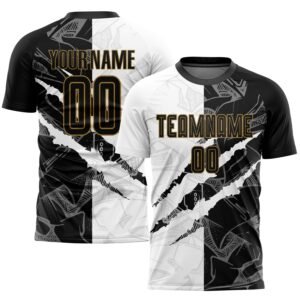 Black & Gold Graffiti Custom Soccer Jersey football jersey