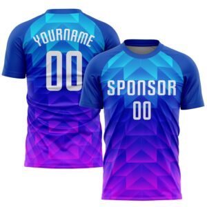 Royal White Light Blue & Pink Custom Soccer Jersey football jersey