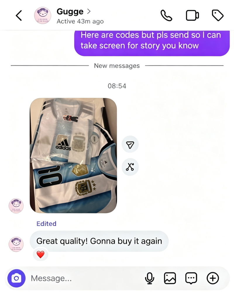 ZUZSE customer feedback showing football jersey quality and satisfaction