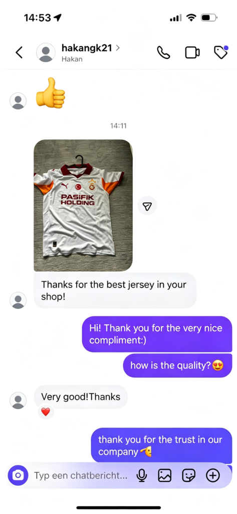 ZUZSE customer feedback showing football jersey quality and satisfaction