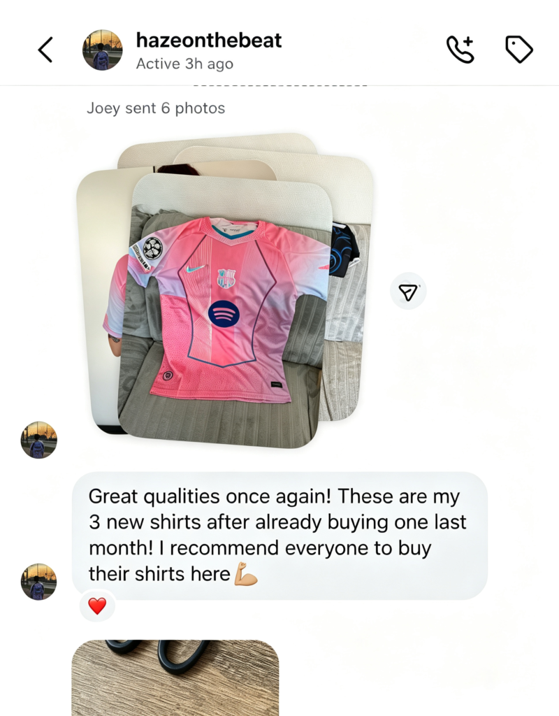 ZUZSE customer feedback showing football jersey quality and satisfaction