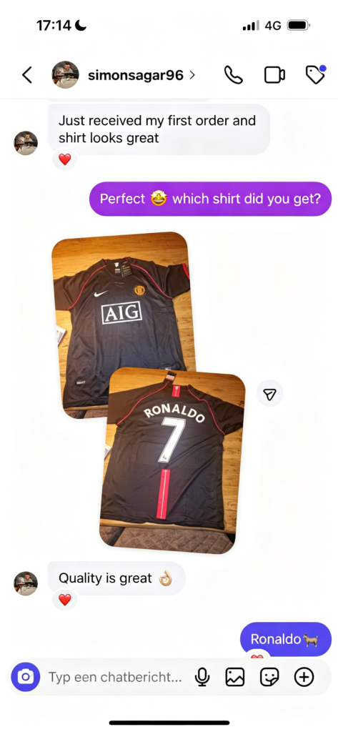 ZUZSE customer feedback showing football jersey quality and satisfaction