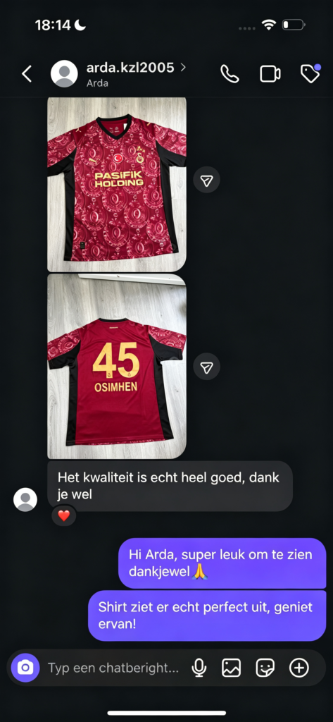 ZUZSE customer feedback showing football jersey quality and satisfaction