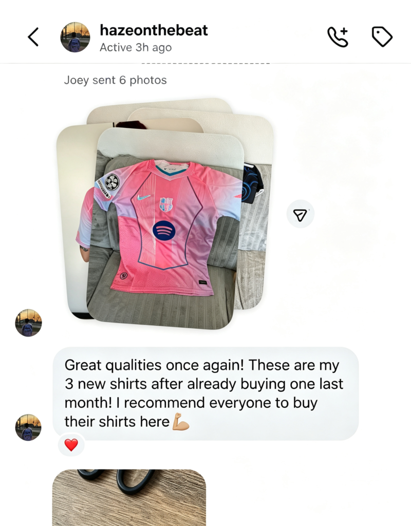 ZUZSE customer feedback showing football jersey quality and satisfaction