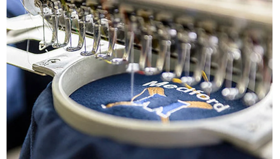 Custom football jersey embroidery detail